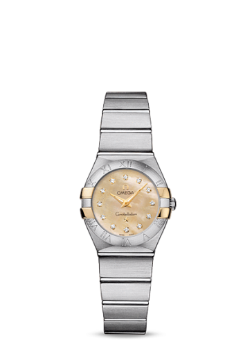 Omega Constellation Quartz 24 Brushed Stainless Steel / Gold Claws / Champagne MOP